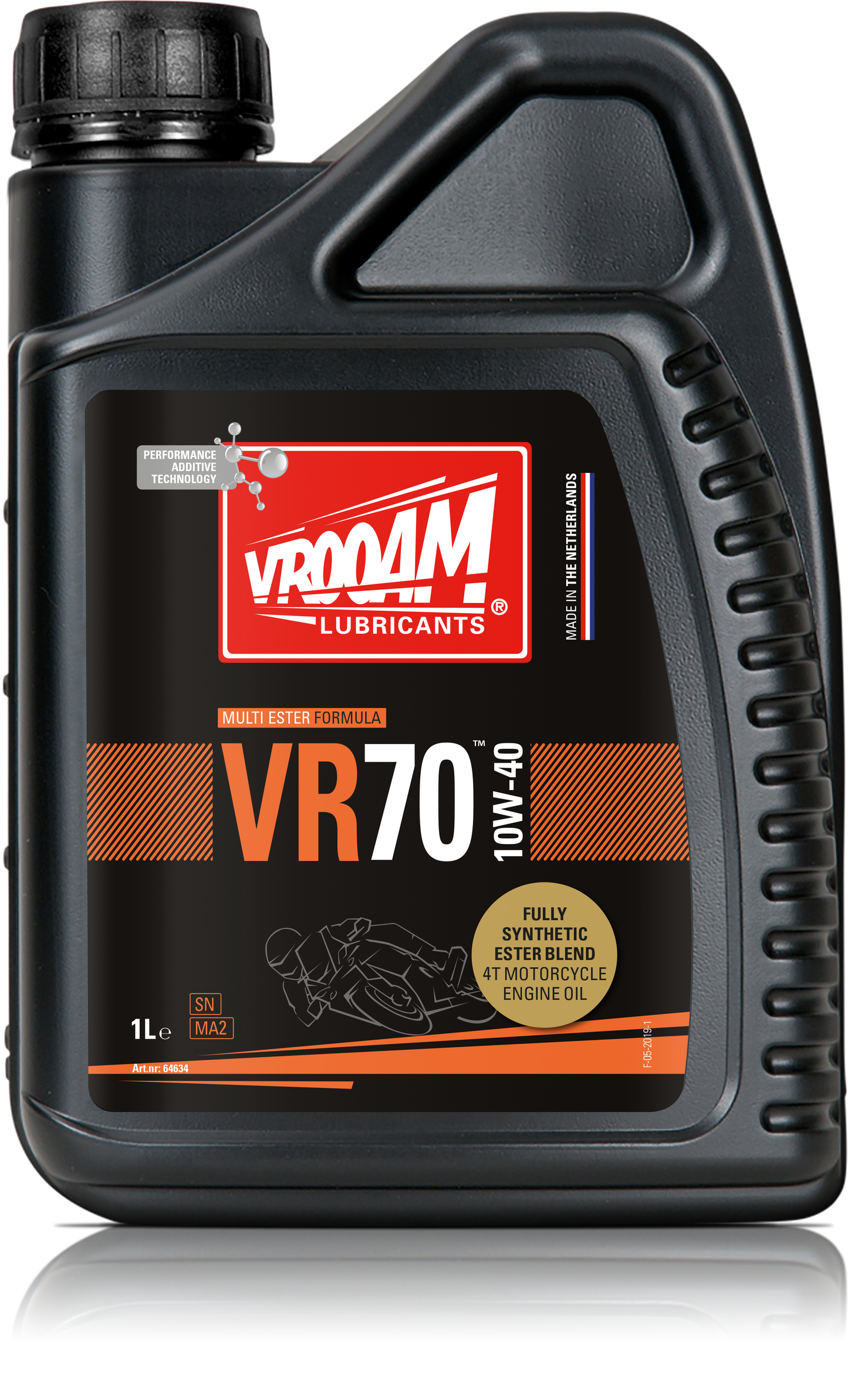 VR70 Fully Synthetic Ester Blend 4T Motorcycle Engine Oil  SAE 10W-40 12x1L (only sold per carton)