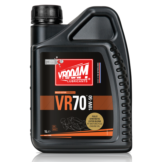 VR70 Fully Synthetic Ester Blend 4T Motorcycle Engine Oil SAE 10W-50 12x1L (only sold per carton)